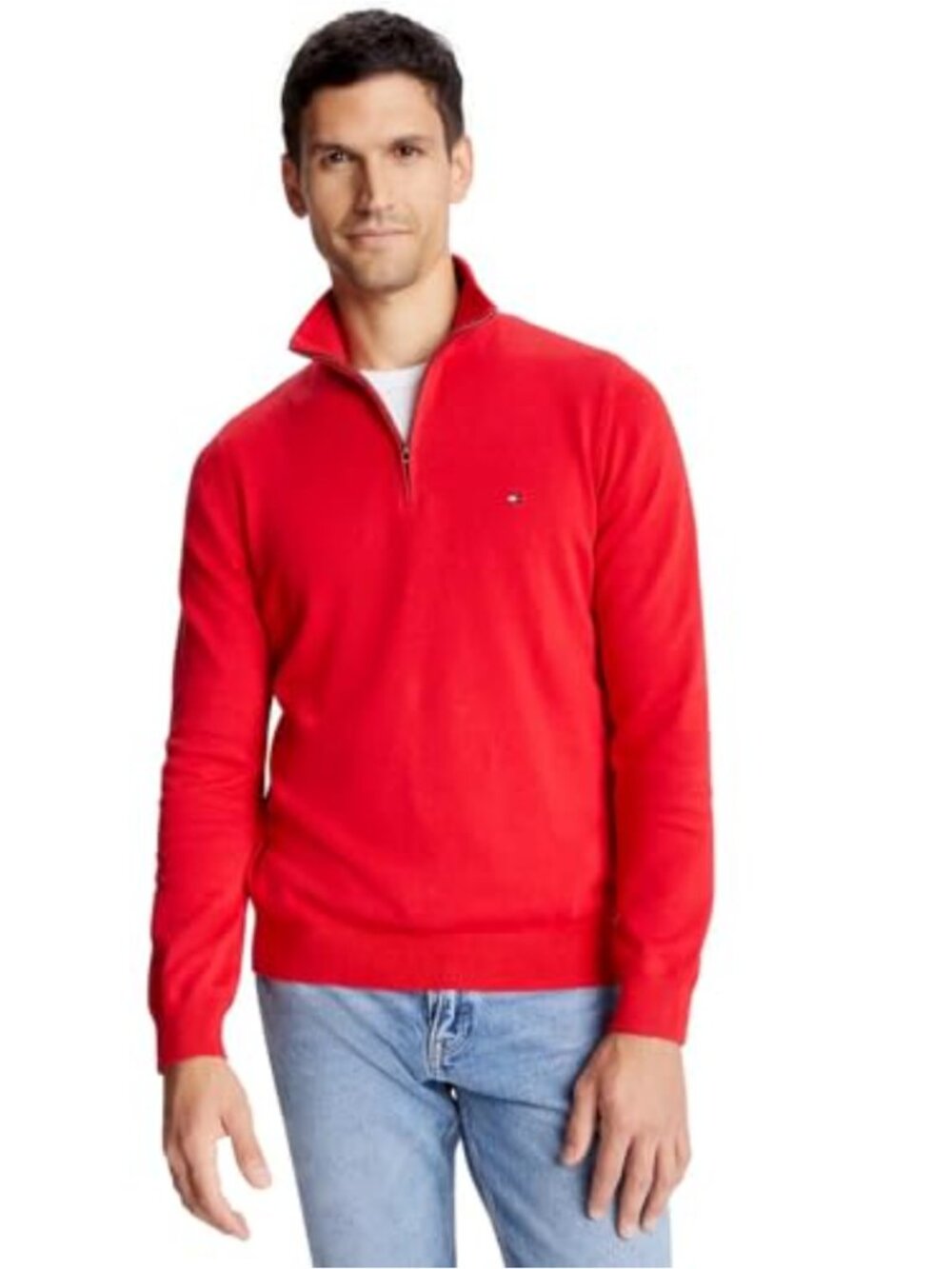 Mens 100% Cotton Quarter Zip Mock Neck Sweatshirt Fleece Pullover